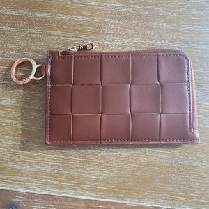 Brown Woven Leather Card Holder